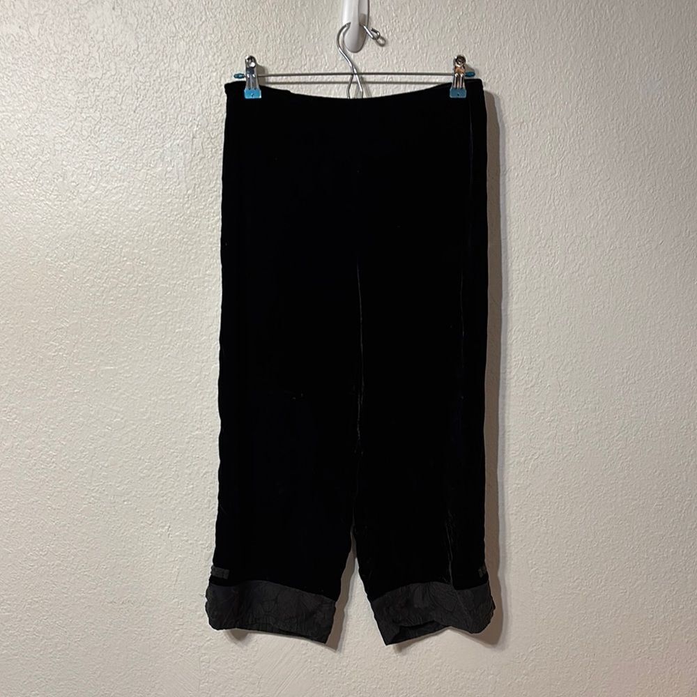 Citron Velvet Cropped Wide Leg Pants Medium